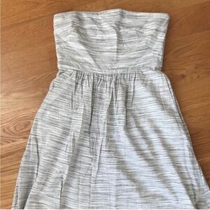 Banana Republic Strapless Light Gray & White Striped Dress
